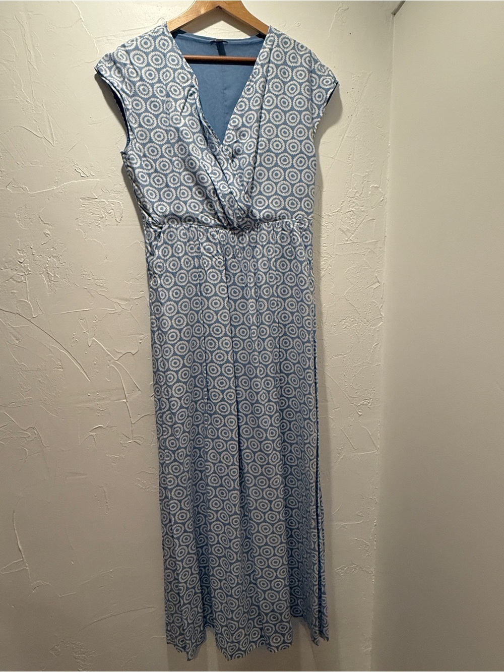 GAP Light Blue Printed V-Neck Maxi Dress